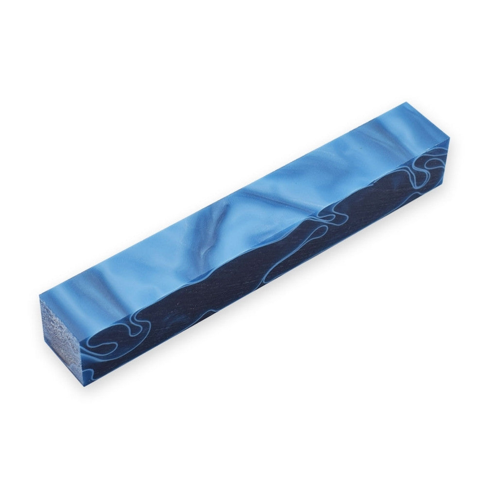 Pen blank - Acryl - 130x20x20 mm - Dunkelcyan mit weißer Linie - Pfeifenecke